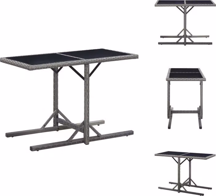 vidaXL Tavolo da giardino antracite 110×53×72 cm in vetro e poly rattan - Tavoli da giardino