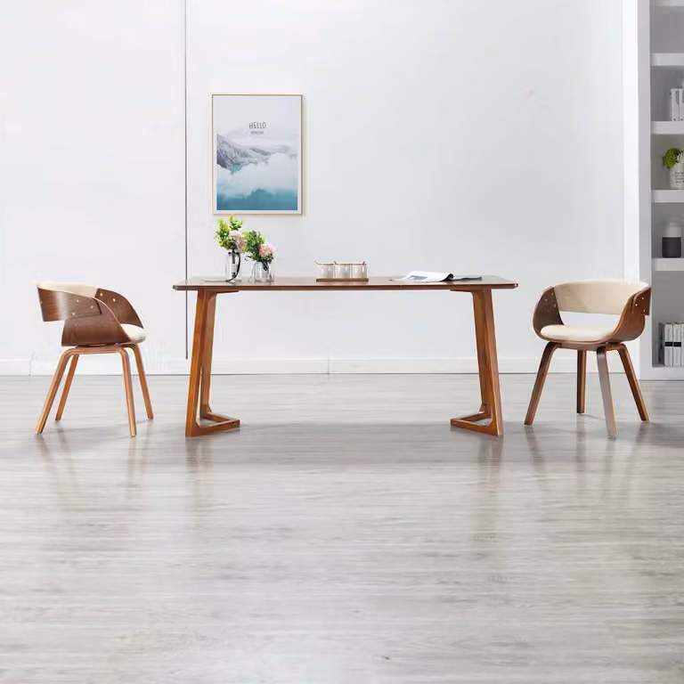 Sedia da Pranzo Moderna vidaXL in Legno e Similpelle Beige e Marrone