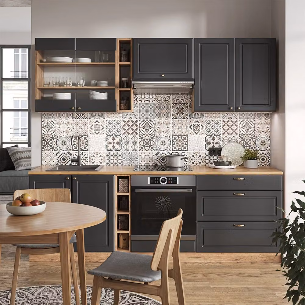 Cucina componibile Fame-Line Vicco colore Antracite e Rovere dorato, L: 235 cm – 2