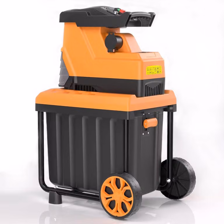 Trituratore di legno elettrico - Trituratore da giardino - 3000 W - Motore brushless - Per rami secchi fino a 45 mm - Protezione da sovraccarico - Arancione/Nero