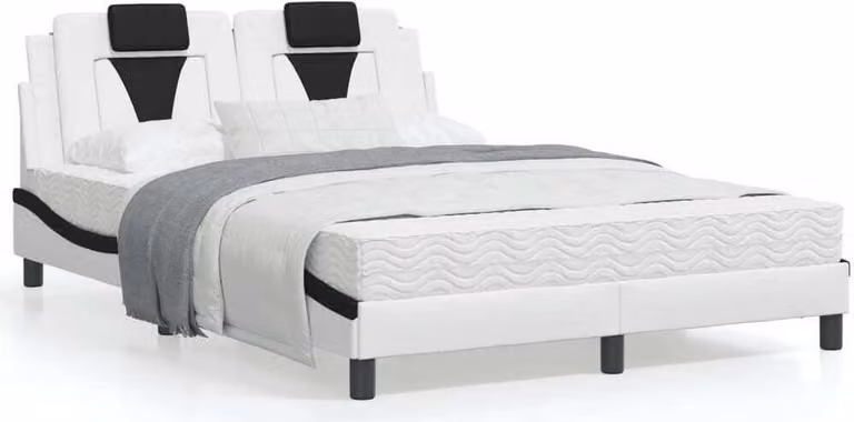 Maison Exclusive - Letto "Viana" con materasso, bianco e nero, 120x200 cm, ecopelle