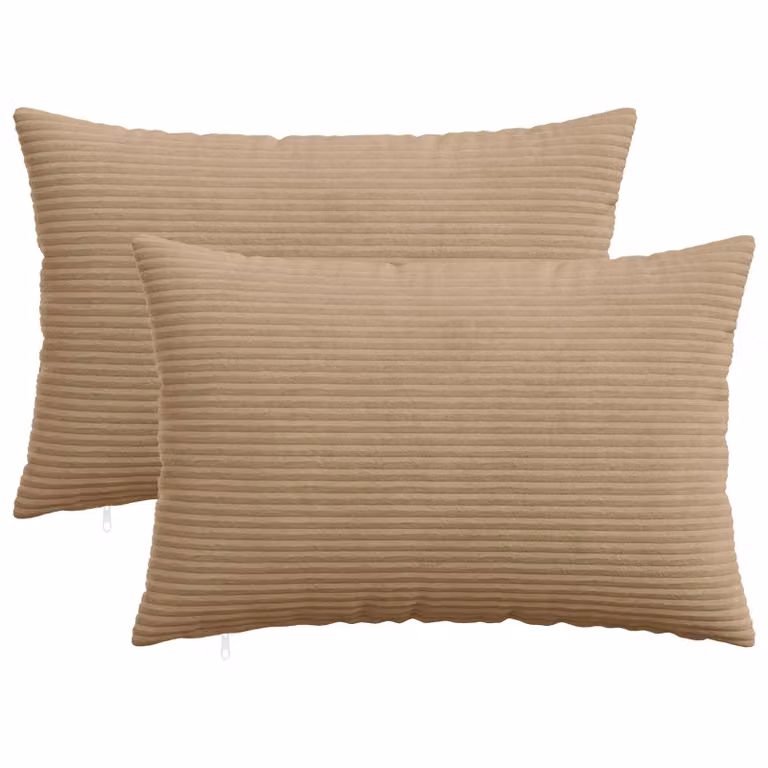 Set di 2 federe vidaXL HEERLEN in velluto a coste marrone, L 50 cm x P 70 cm