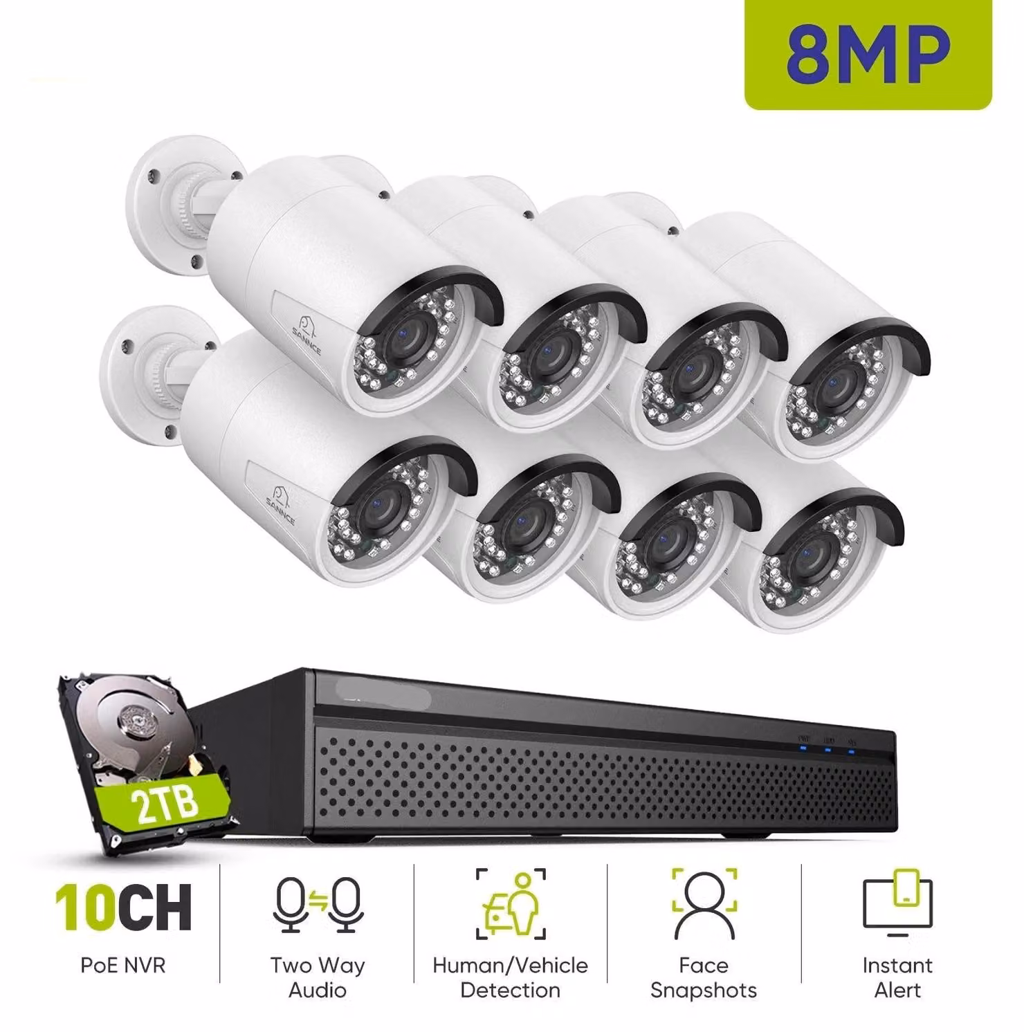 Sistema di videosorveglianza - Telecamere di sicurezza - Telecamera di sicurezza - 4K Ultra HD - Kit di telecamere POE