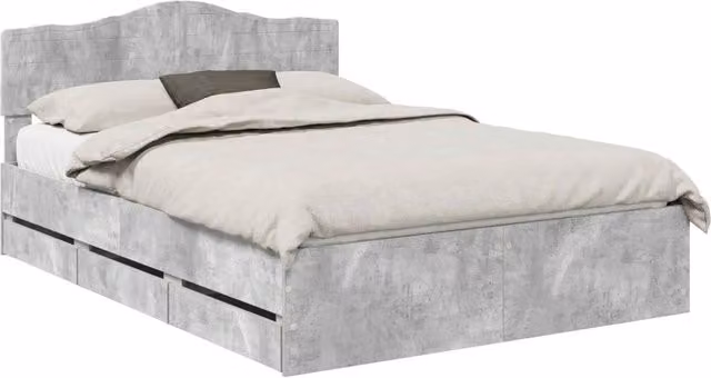 Letto matrimoniale | Letto per adulti | Struttura del letto con cassetto Grigio cemento 160 x 200 cm