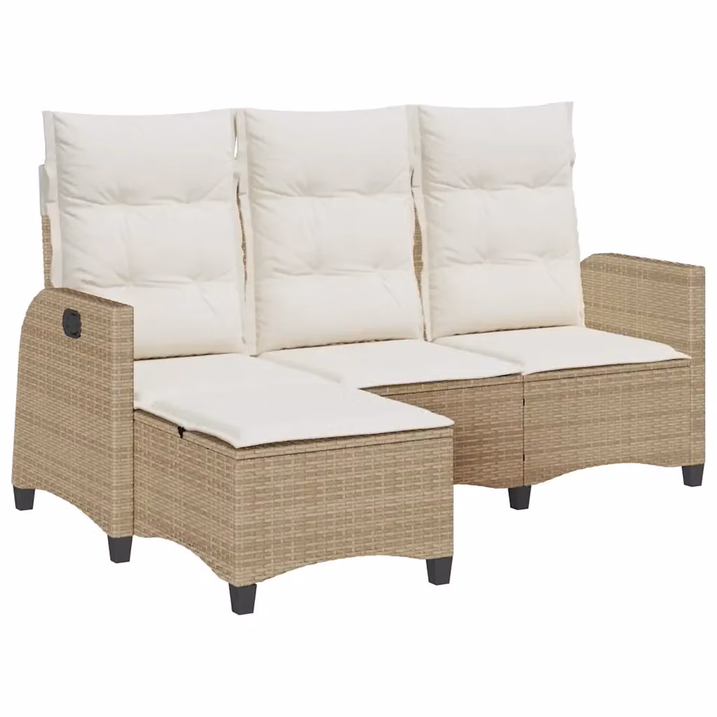 Divano da giardino modulare a L vidaXL in polyrattan beige con cuscini inclusi e poggiatesta regolabile – 2