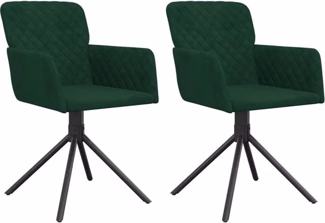 Set di 2 sedie da pranzo girevoli a 360 gradi in velluto verde con braccioli e struttura in metallo per cucina e soggiorno – 1