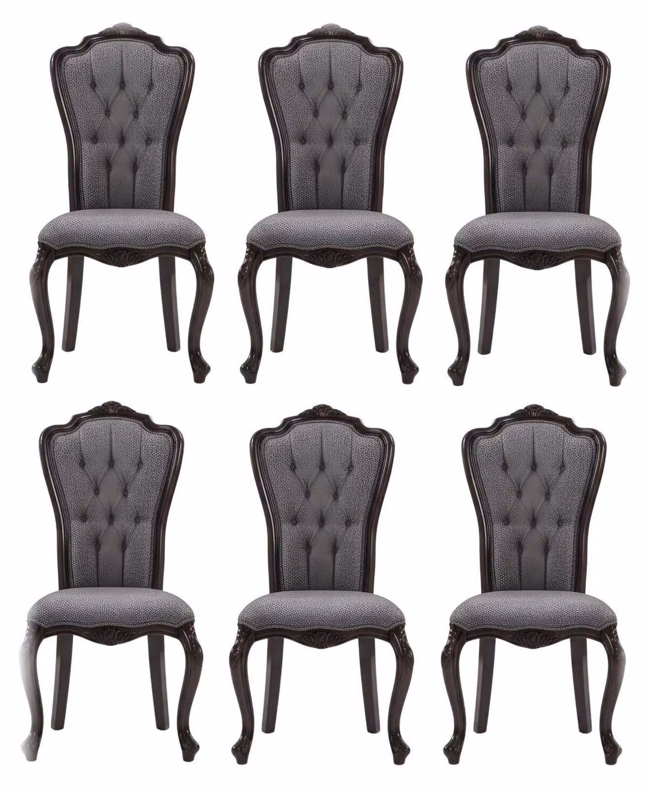 Sedia in stile classico, colore nero, struttura in legno, schienale imbottito
