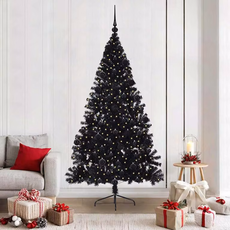 Maison Exclusive - Albero di Natale artificiale preilluminato Nero 210 cm PVC