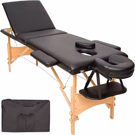 Sedia massaggiante professionale a 3 zone - Sedia estetica portatile in legno nero