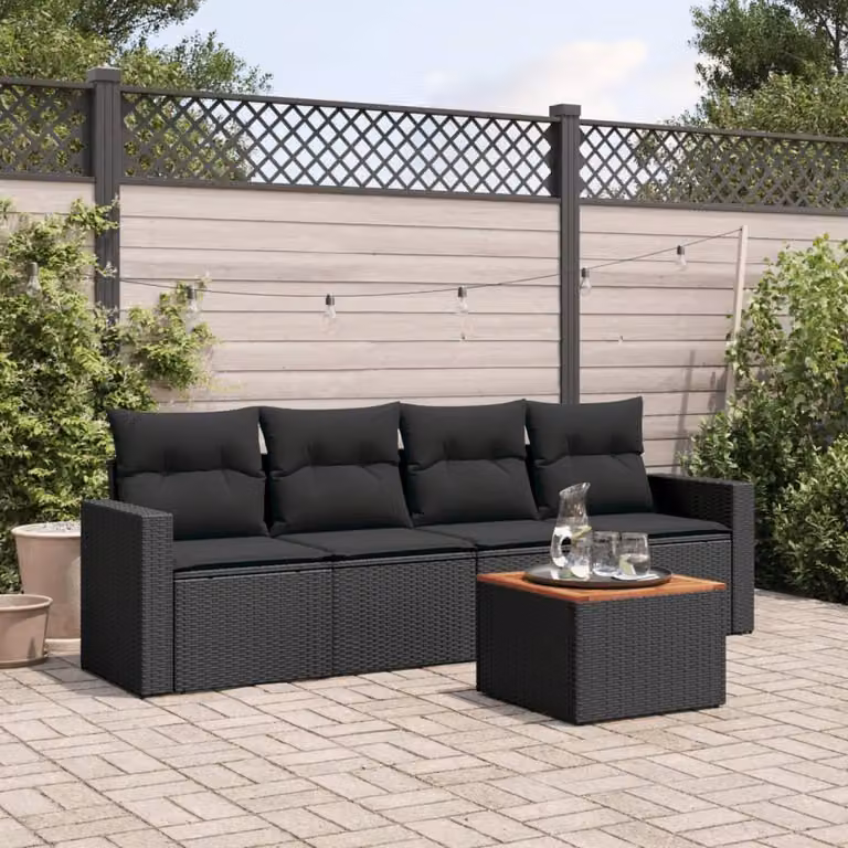 Set da salotto - Set da salotto - Set di sedie e tavolo - Divano da esterno - Arredamento da giardino - Rattan in polietilene (PE) - Include cuscini con coperture removibili