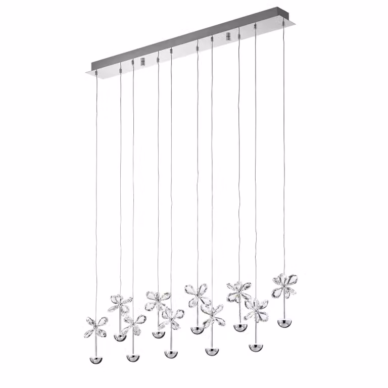 Lampada a sospensione LED in cristallo Pianopoli cromo 10x 2, 5W