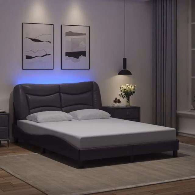 Giroletto con LED senza Materasso-Struttura Letto Hvar Grigio 140x190 cm