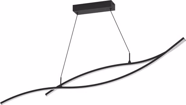 Lampadario a sospensione LED Eglo Grisolia nero, luce bianca fredda 4000K, 2500 lumen, L/P/H: 140 x 7 x 120 cm