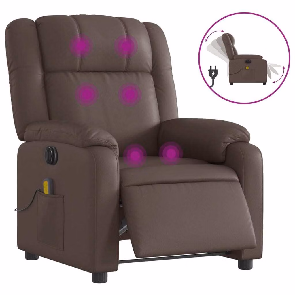 SYFAX™ Poltrona Massaggiante Elettrica Marrone in Pelle finta