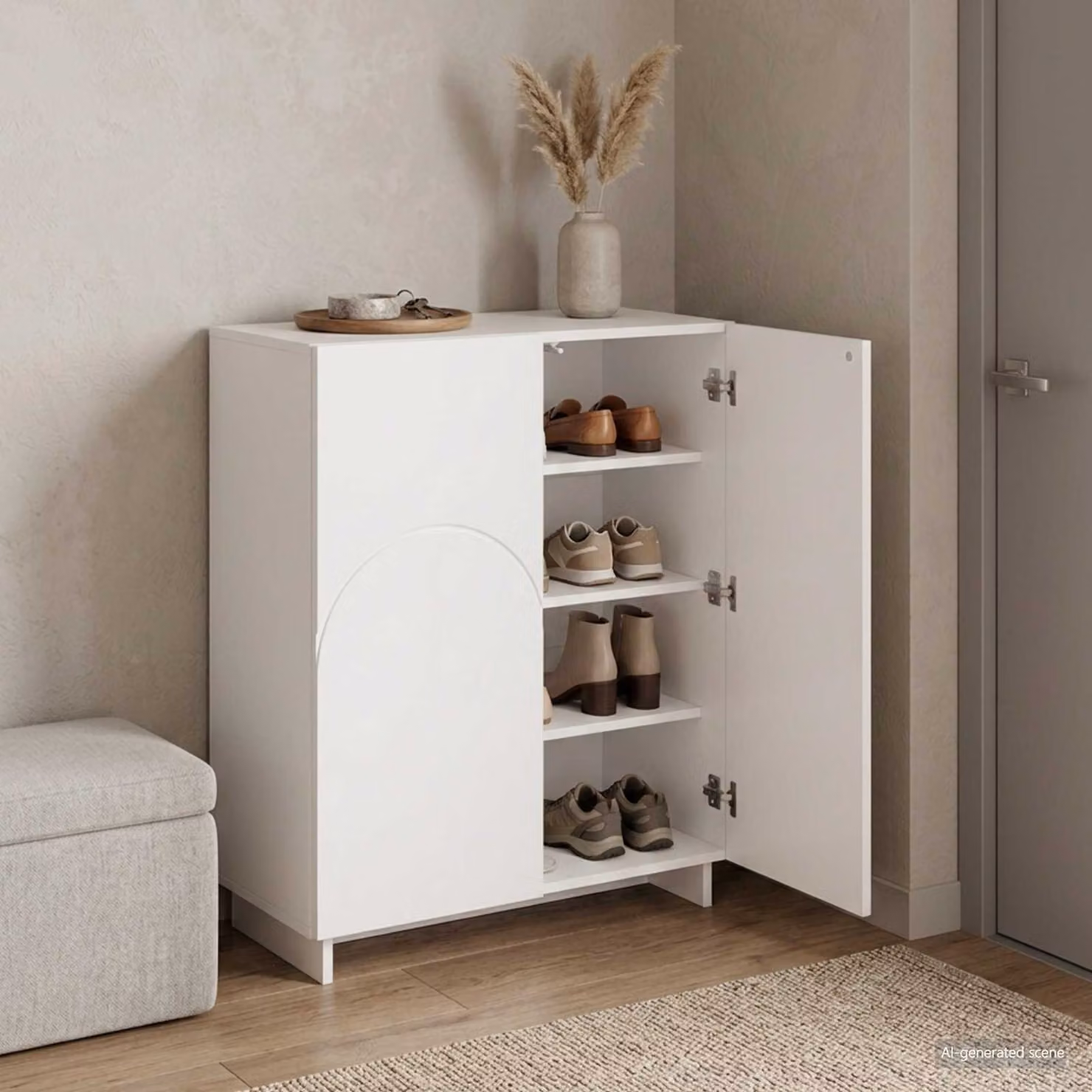 Scarpiera moderna vidaXL in legno MDF bianco lucido L: 73 cm, P: 38 cm, H: 87,5 cm