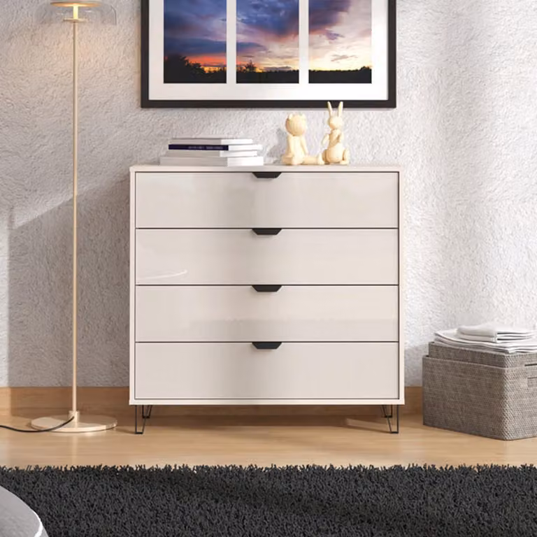 Dmora Cassettiera Tornata 93x40x91h cm Beige, 4 Cassetti Apertura Scorrevole