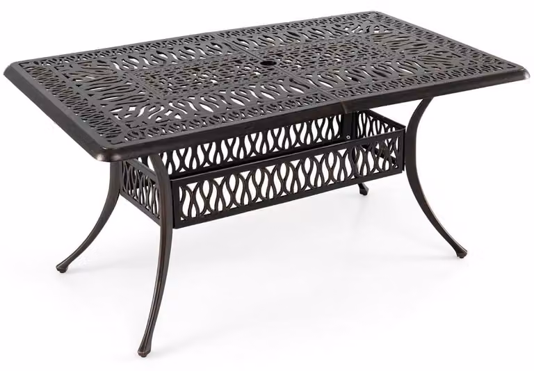 Tavolo da esterno in alluminio con foro per ombrellone, 151x91 cm