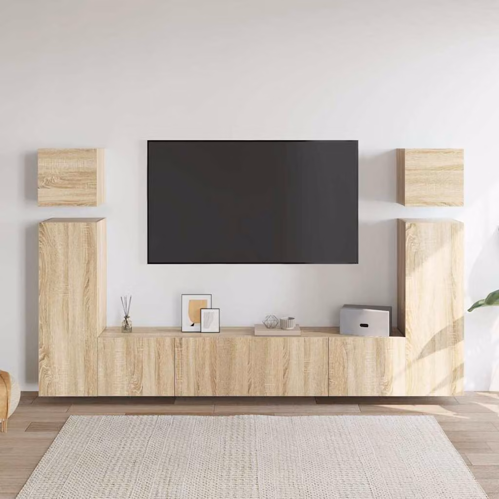 Set di mobili porta TV vidaXL in legno multistrato, 8 pezzi, colore marrone, stile moderno per il tuo soggiorno