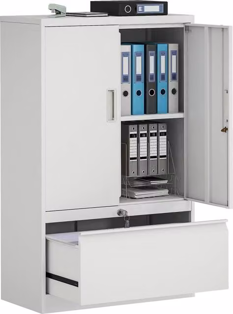 Mobile Zephmum Bianco con Ante, Cassetti e Ripiani Regolabili in Metallo L/P/H: 80 x 40 x 130 cm – 1
