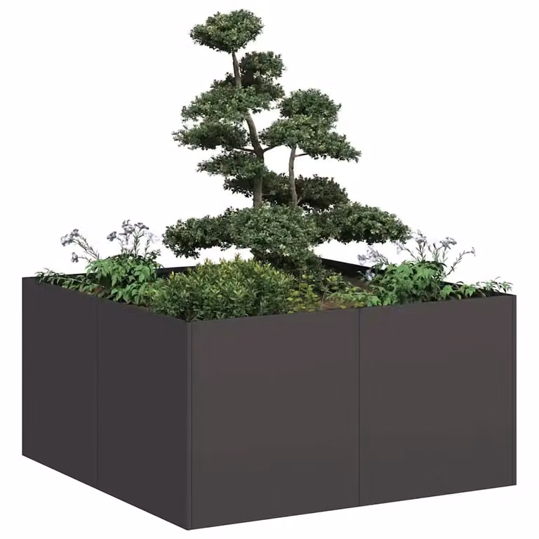 Fioriera nera vidaXL in acciaio per orto e giardino L 80 x P 80 x H 40 cm