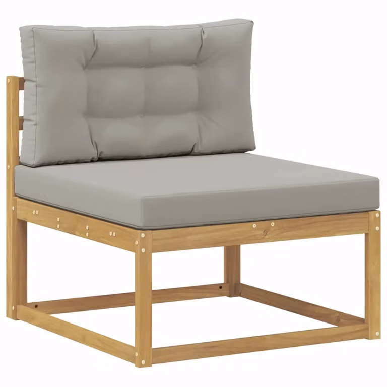 Divano centrale componibile per esterno Design In in legno di acacia e poliestere bianco e grigio