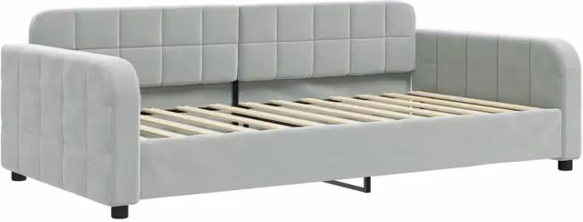 Letto singolo | Letto per adulti | Letto da Giorno Grigio Chiaro 100x200 cm in Velluto