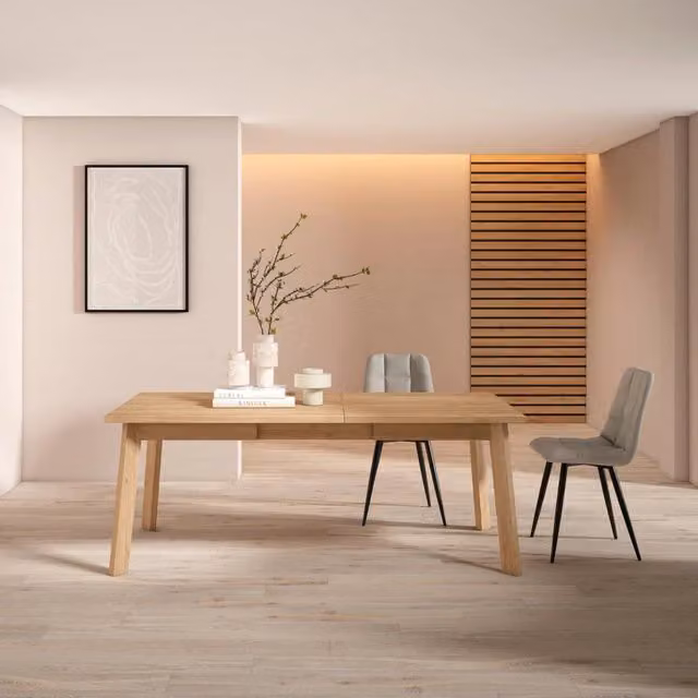 Tavolo da Pranzo, 194x90x74cm, Per 10 persone, Gambe in legno, colore Rovere RF2915