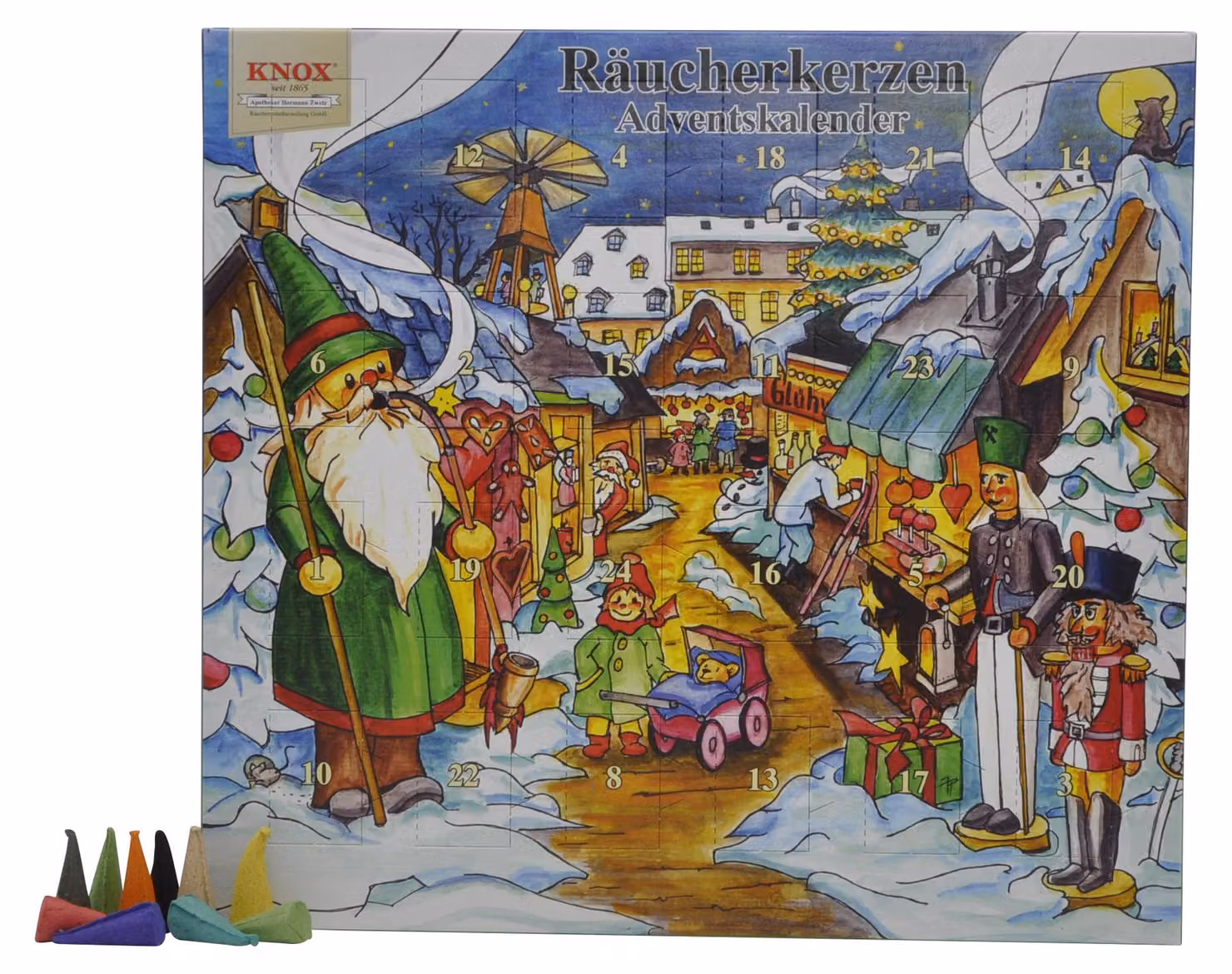 KNOX - Calendario dell'avvento con candele d'incenso motivo Budenzauber - contenuto 24 pezzi, misura M (standard) - 090000 22