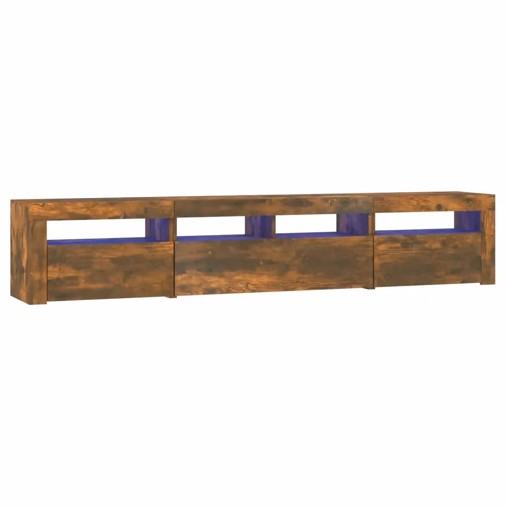 Mobile Porta TV Moderno vidaXL in Rovere Fumo con Luci LED Integrate L: 210 cm, P: 35 cm, H: 40 cm – 2