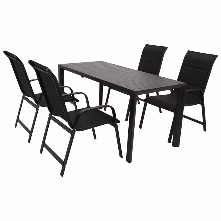 Set da giardino DEGAMO LAGOS, 5 pezzi, alluminio antracite + tessuto sintetico nero