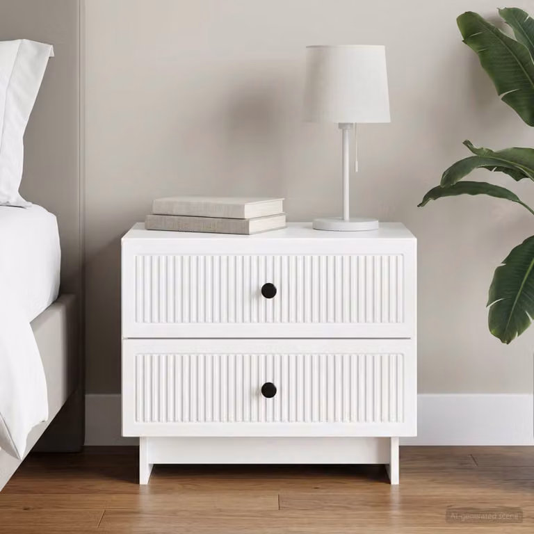 vidaXL Armadio da Notte Moderno Bianco Lucido L: 62 cm, P: 34,5 cm, H: 47,5 cm