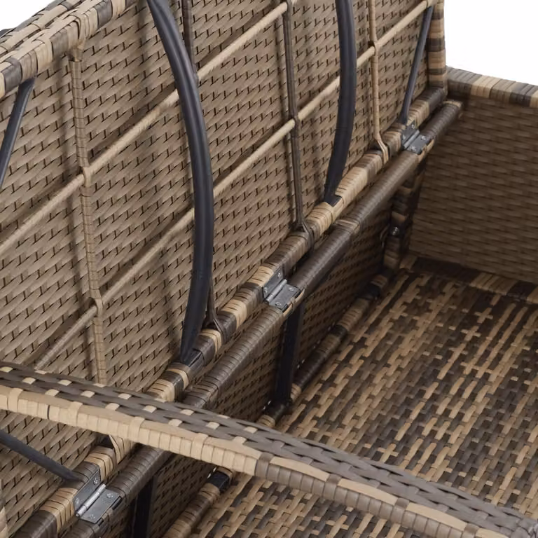 Panchina da giardino a 2 posti tectake in rattan con vano portaoggetti e cuscini, colore beige/sabbia