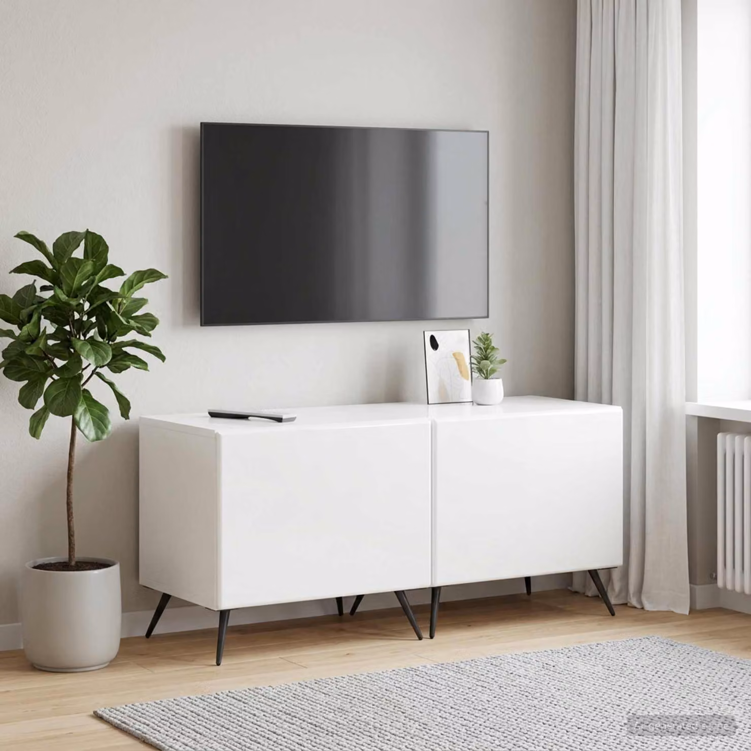 Mobile TV moderno vidaXL in legno MDF bianco lucido