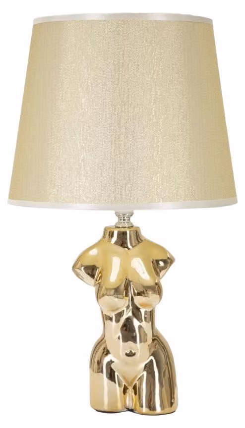 Lampada da Comodino Glam Woman 25x42,5x25 cm in Vetroceramica Oro