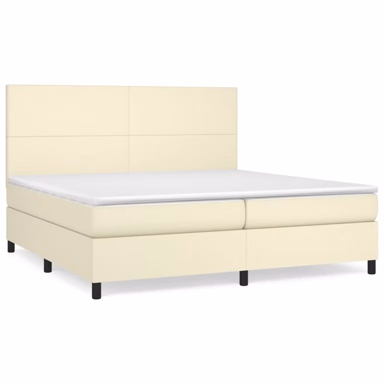 Giroletto a Molle con Materasso Crema 200x200 cm in Pelle finta