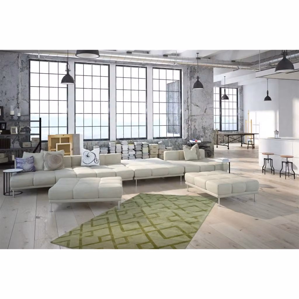 Tappeto moderno geometrico in viscosa KENDRA HOME verde – 2