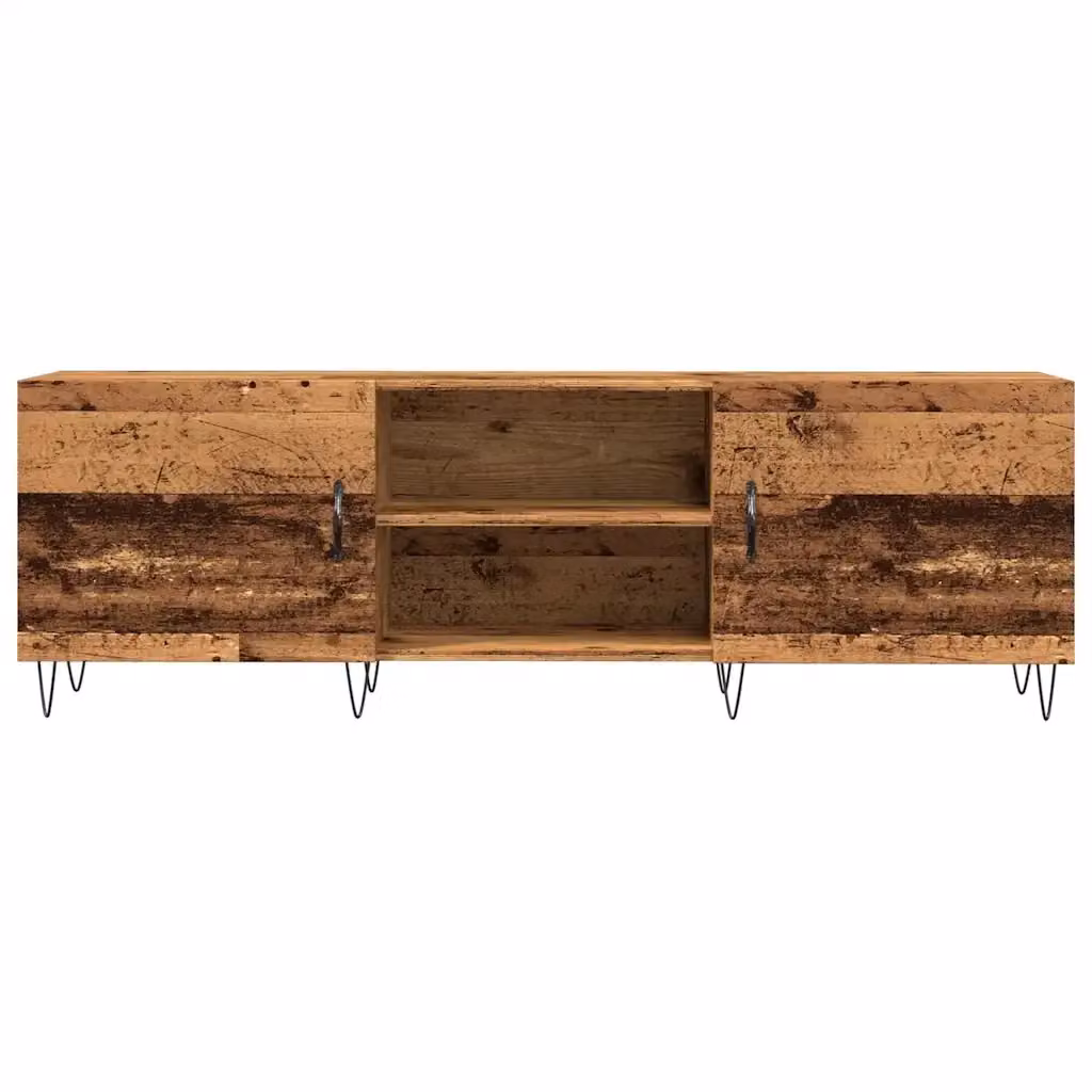 Mobile porta TV vintage in legno di recupero marrone con ampio vano contenitore e 2 cassetti L: 150 cm, P: 30 cm, H: 50 cm – 2