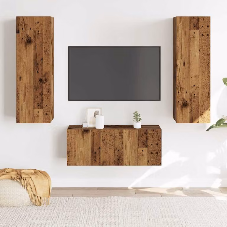 Set di 3 mobili TV da parete vidaXL in legno marrone stile moderno per il tuo soggiorno