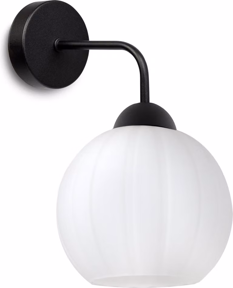 Lampada da parete Costa nera a 1 luce con sfera bianca E27 – lampada da parete moderna per un'illuminazione elegante