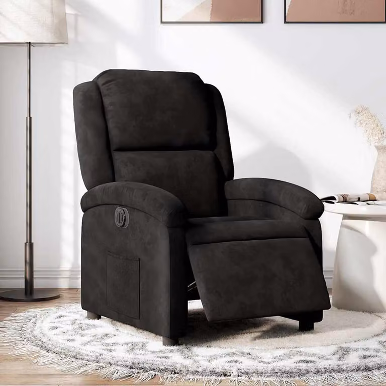 vidaXL Poltrona Elettrica Reclinabile Nera in Tessuto Velvet con Braccioli