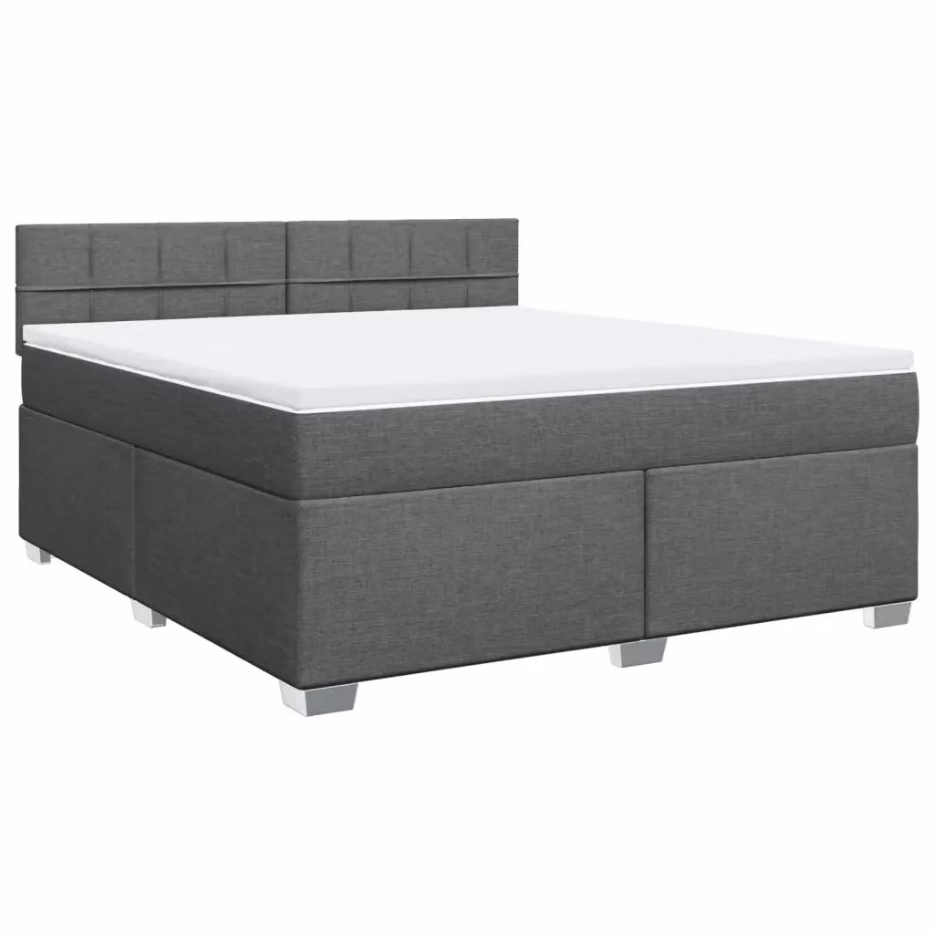 Letto Ibrido vidaXL con Giroletto a Molle e Materasso in Tessuto Grigio e Bianco L/P/H: 180 x 200 cm – 2