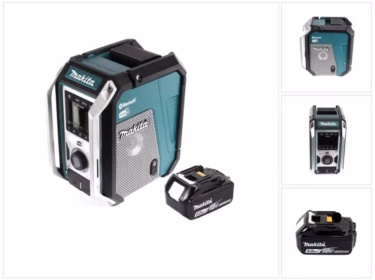 Radio da cantiere a batteria Makita DMR 115 T1 12 V - 18 V Bluetooth DAB+ IP65 - + 1 batteria da 5,0 Ah, senza caricabatterie