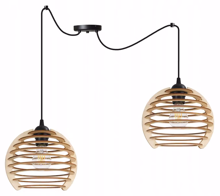 Lampada a sospensione, lampadario da soffitto, legno, paralume LED