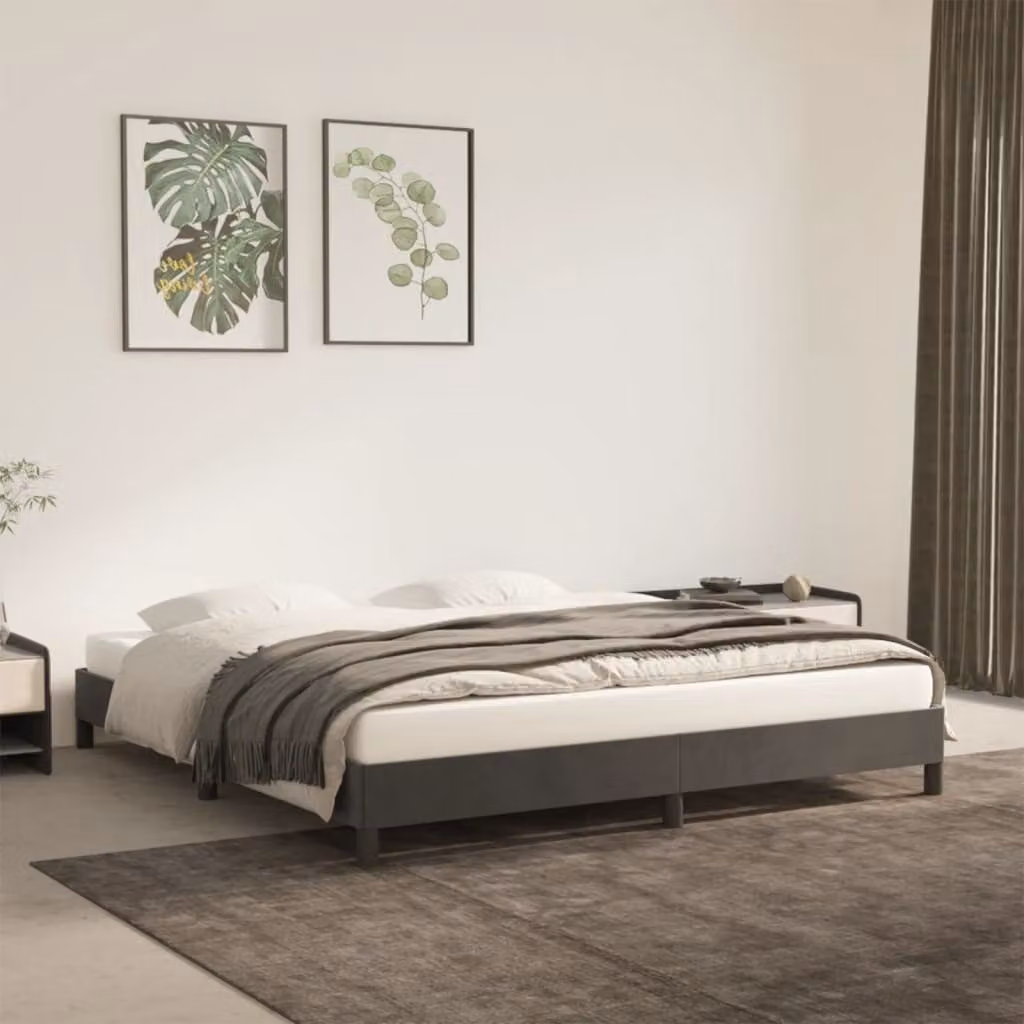 The Living Store Struttura letto grigio scuro 160x200 cm in velluto
