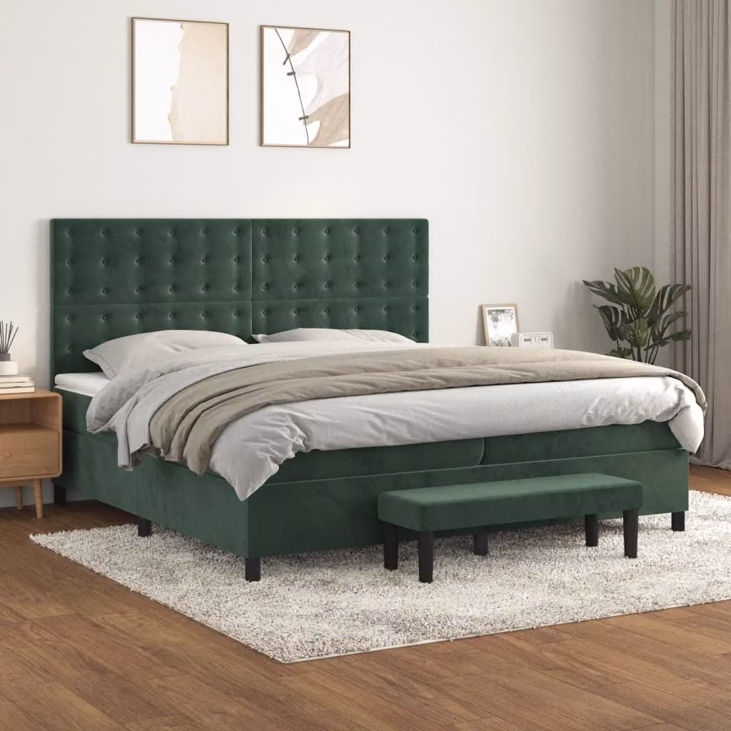 Maison Exclusive - Giroletto a Molle con Materasso Verde Scuro 200x200 cm Velluto