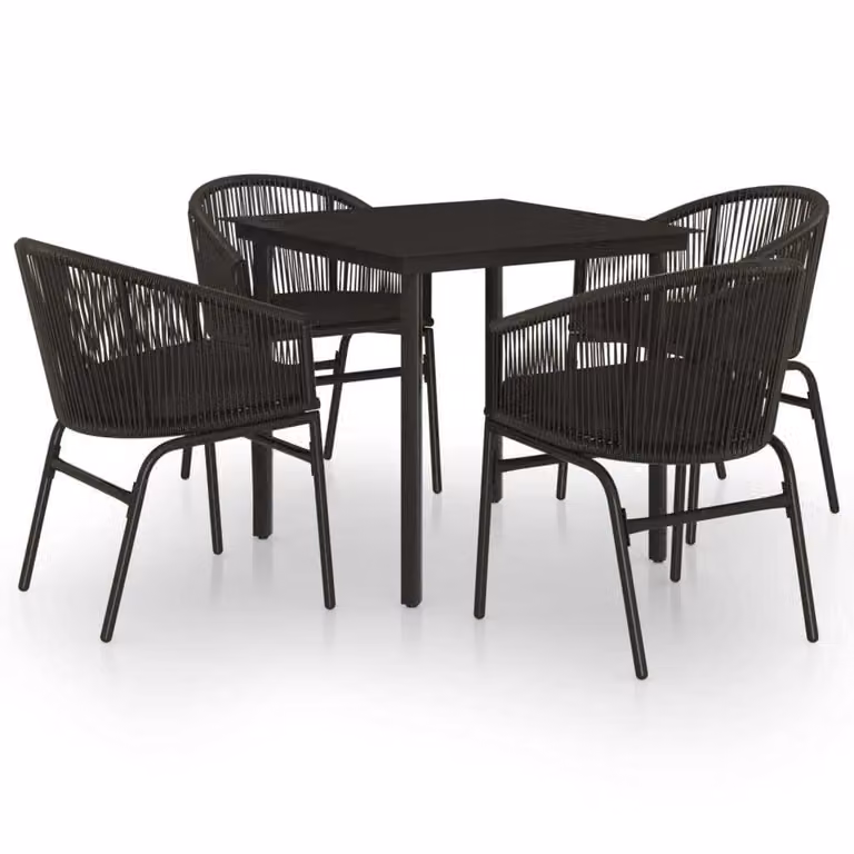 Set da Pranzo per Giardino 5 pz Nero