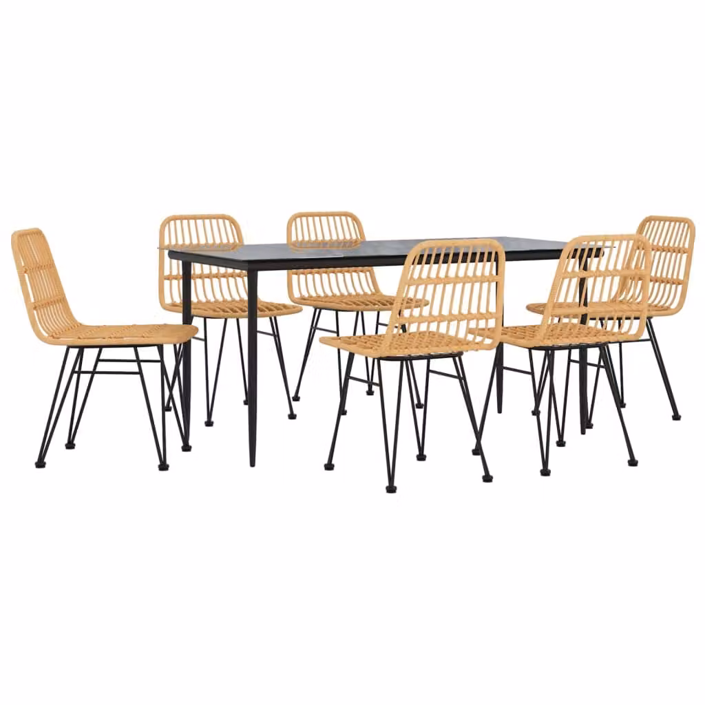 Set da Pranzo da Giardino 7 pz in Polyrattan