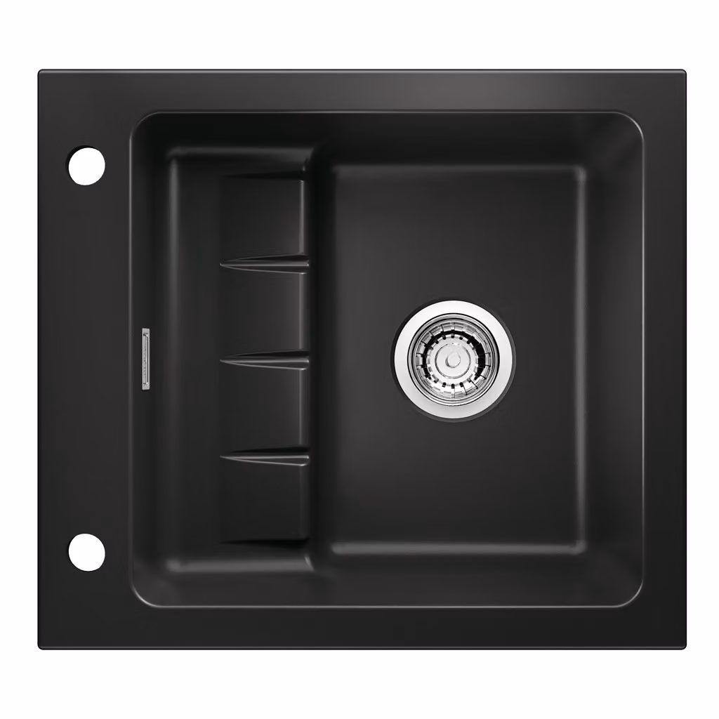 NABER 1091003 Lavello da incasso PickUP E con miscelatore girevole Premium, a partire da 600 mm di larghezza del mobile, in Vetroceramica. Nero