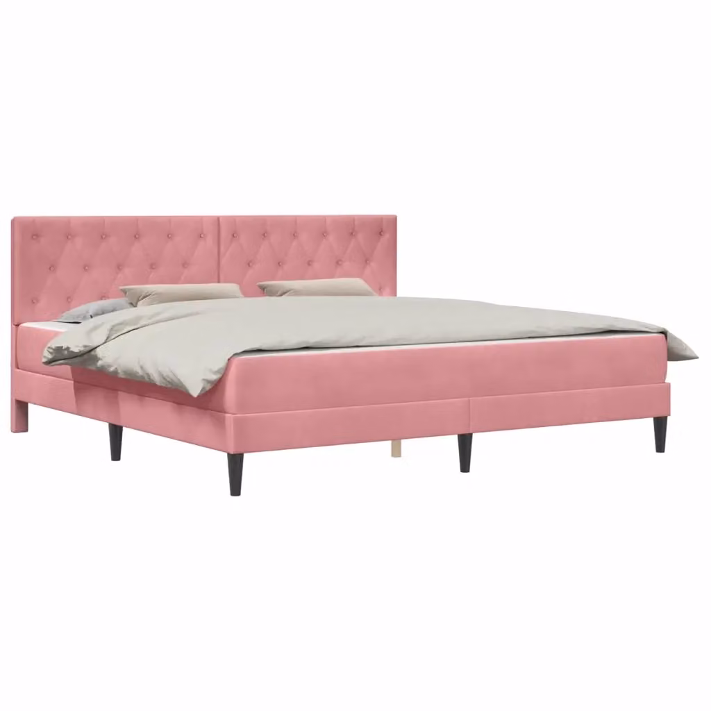 Struttura letto con materasso vidaXL in velluto rosa L/P/H: 200 x 200 x 96 cm – 2