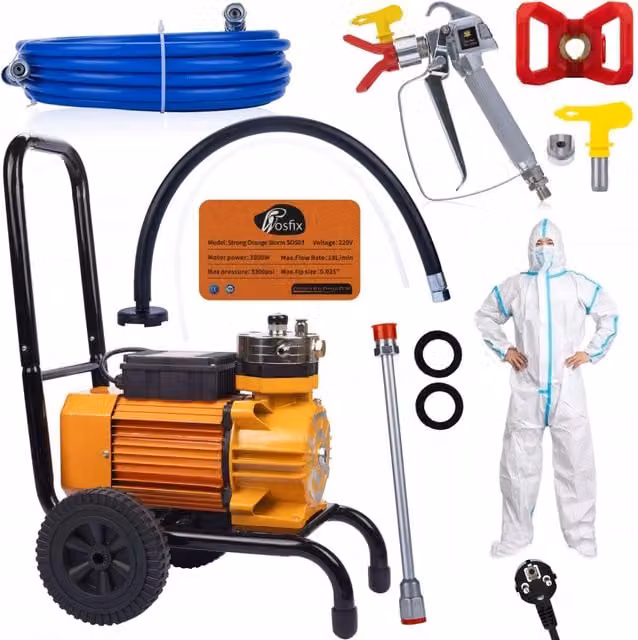 Agitatore per verniciatura airless Rosfix Strong Orange Storm SOS03 con motore da 3500W e pompa in acciaio inox – 1